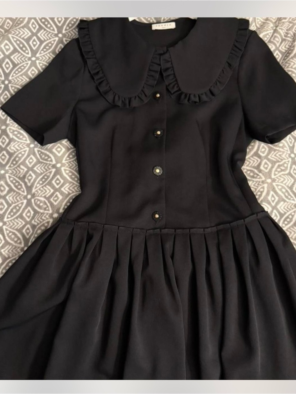 Sandro Black Mini Dress with Peter Pan Collar - Picture 4 of 4